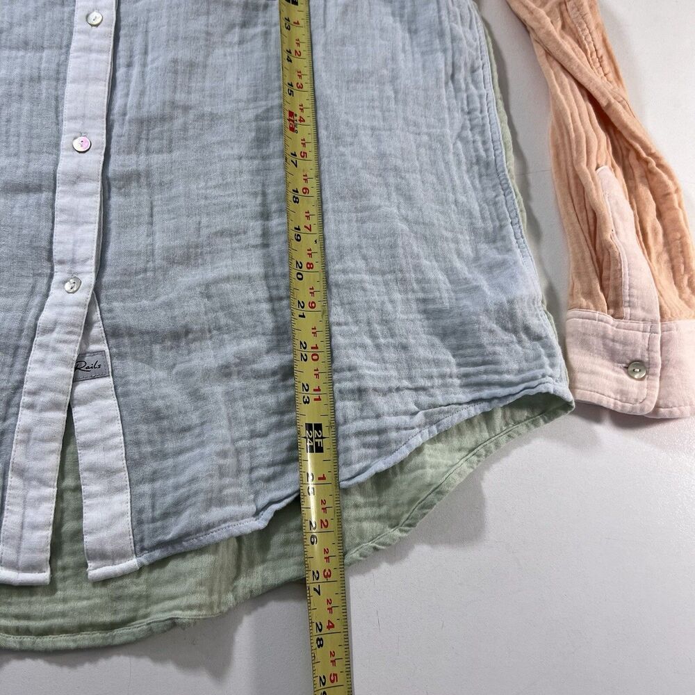 Rails Button Up Shirt Women’s M Colorblock Gauze Crinkle Pastel Long Sleeve‎ - Picture 5 of 7